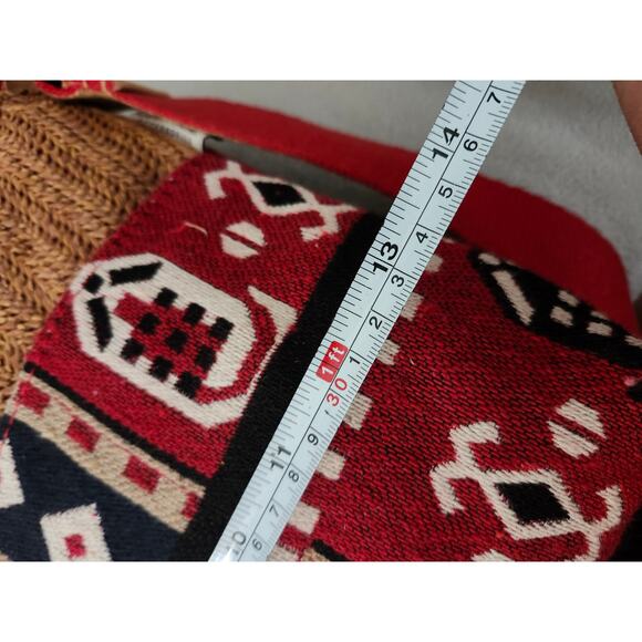 New Sun N Sand Red Aztec Rattan Crossbody PURSE Hobo Long Strap - Picture 8 of 10